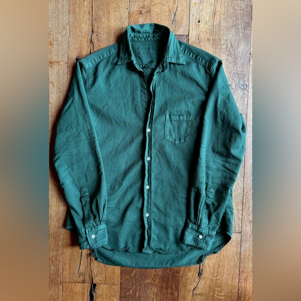 Frank & Eileen Denim Button Down Shirt Dark Green Evergreen